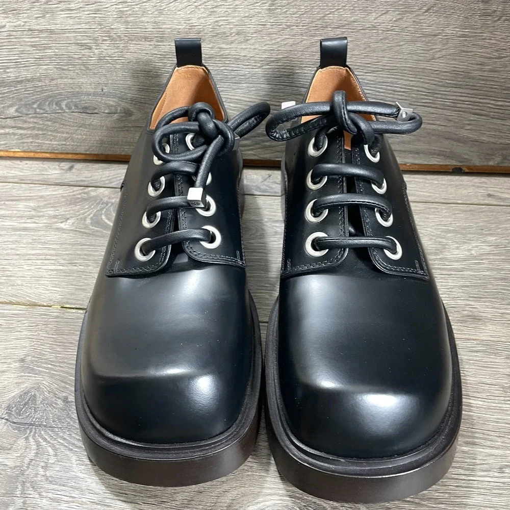 Alexander McQueen Shoes Mens 44 11 Black Calf Leather Skull Derby Designer Italy